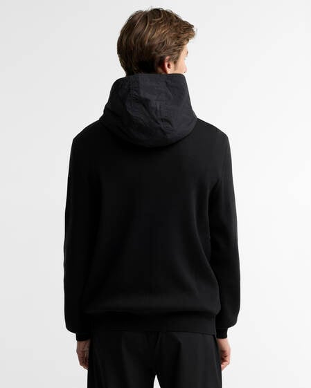 Inline Knitted Hoodie Black