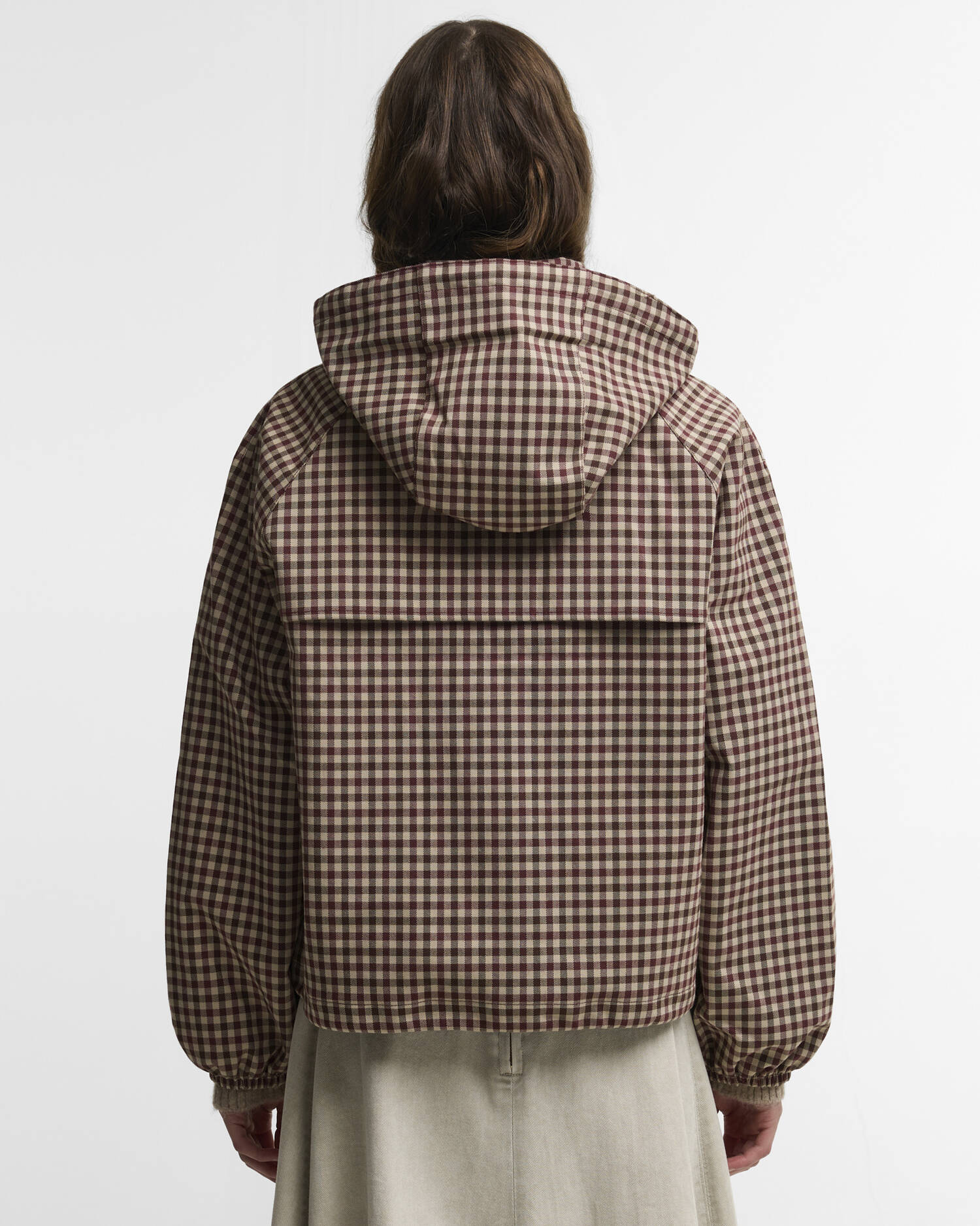 Audrey Showerproof Jacket Cranberry/Brown Gingham image number 2