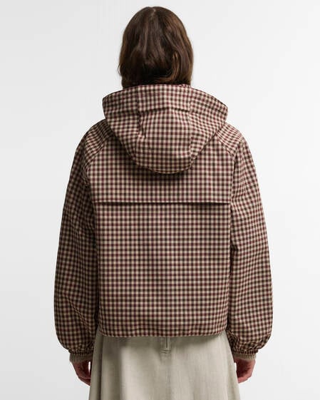 Audrey Showerproof Jacket Cranberry/Brown Gingham