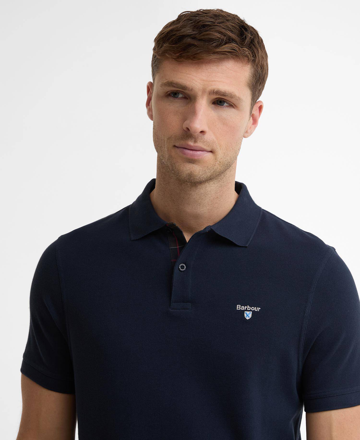 Tartan Pique Polo Shirt Navy/Classic image number 3