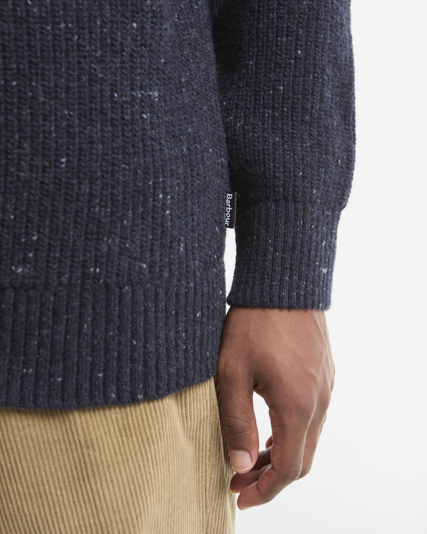Essentials Fleck Wool Half-Zip Jumper Navy image number 4