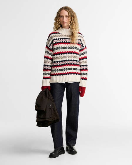 Aspen Fair Isle Funnel Neck Jumper Cloud Multi