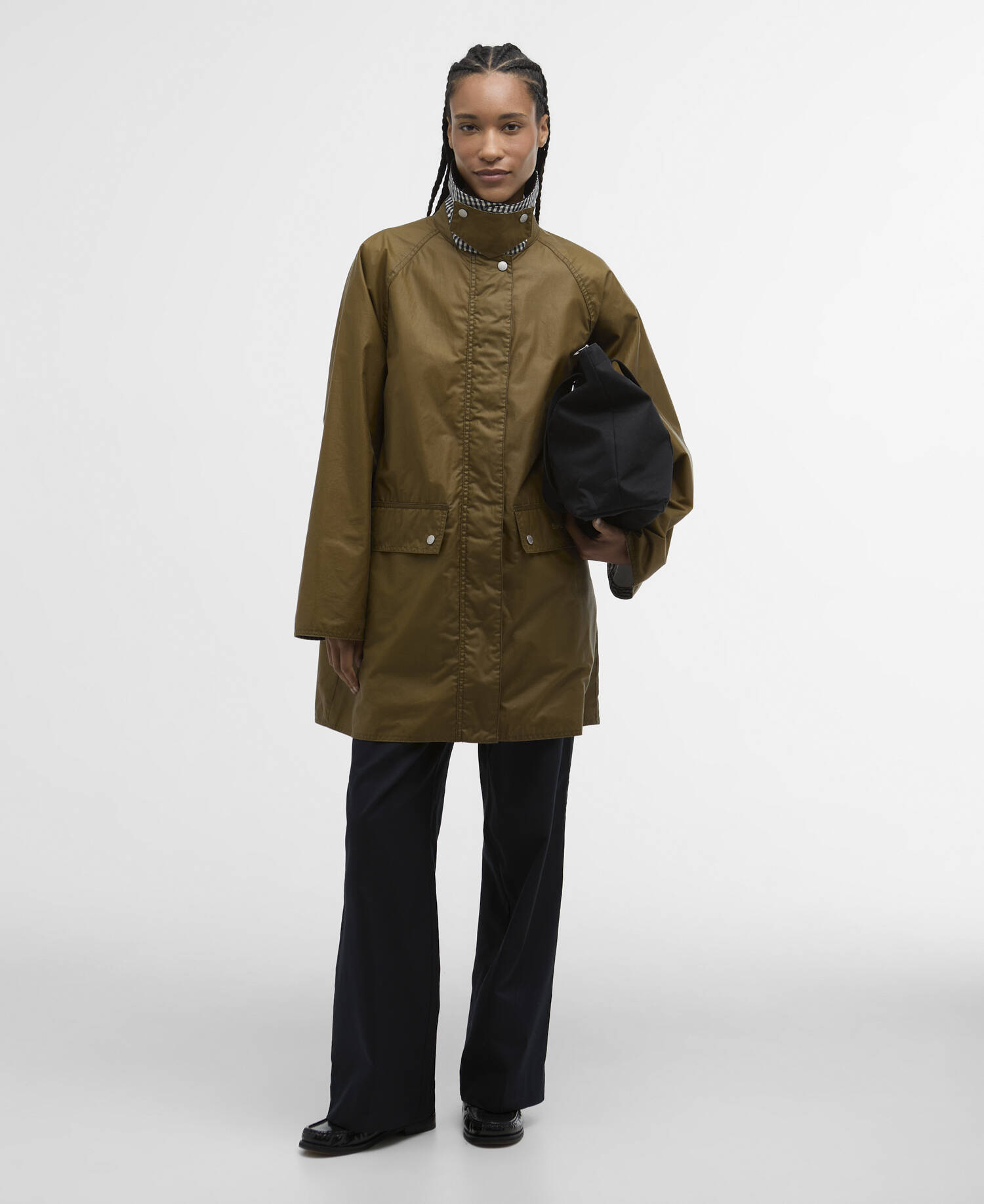 Wren Waxed Jacket Sand/Navy Gingham Check image number 1
