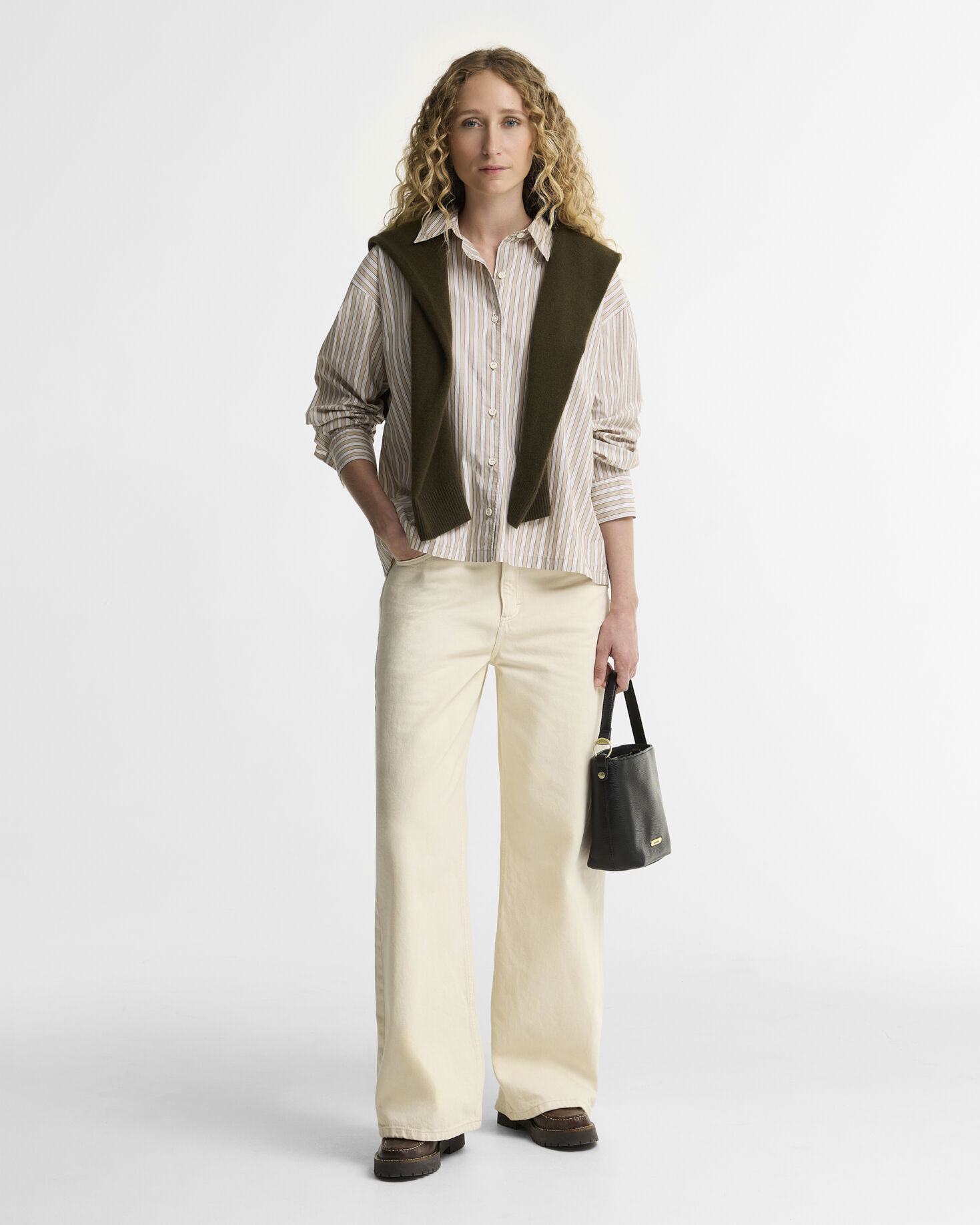 Barbour Hemd Fawne Striped Relaxed Fit Warm Trench Stripe