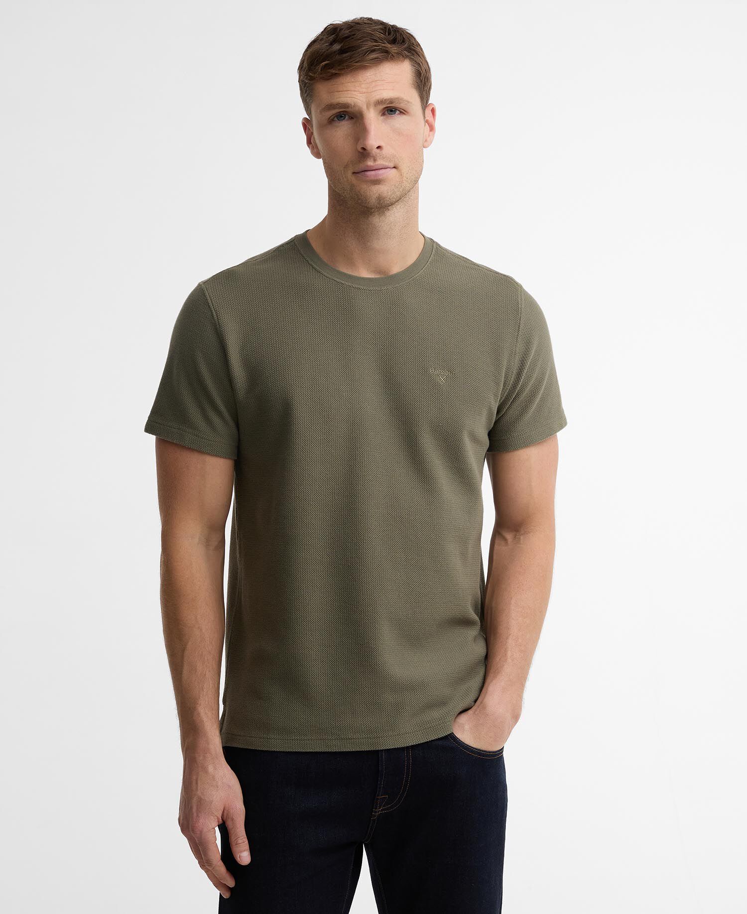 Lingdale Textured Tailored T-Shirt Dusty Olive