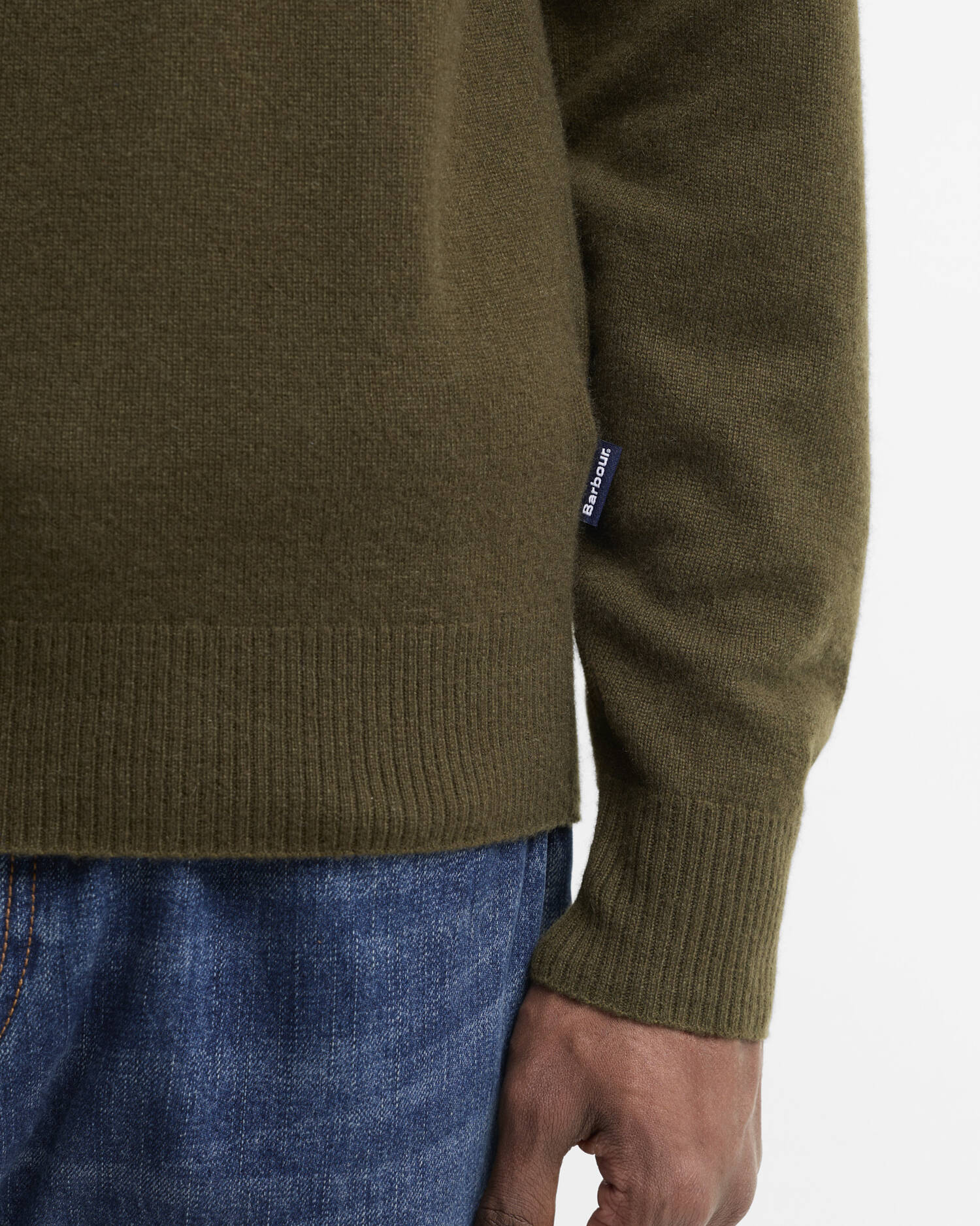 Barbour Kaschmirpullover Pure Rundhalsausschnitt Olive image number 3