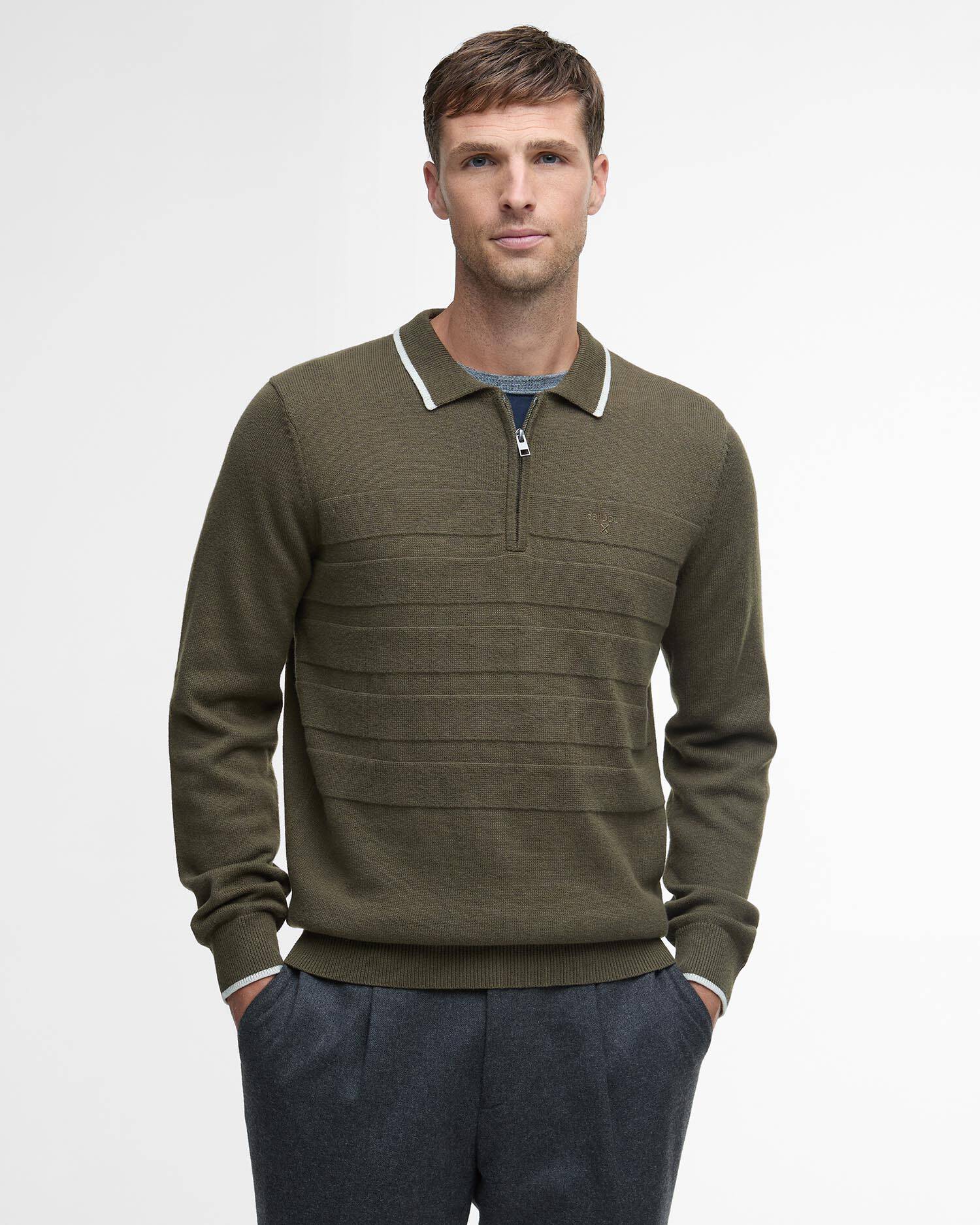 Polo in maglia a maniche lunghe Fenhill Mid Olive image number 0