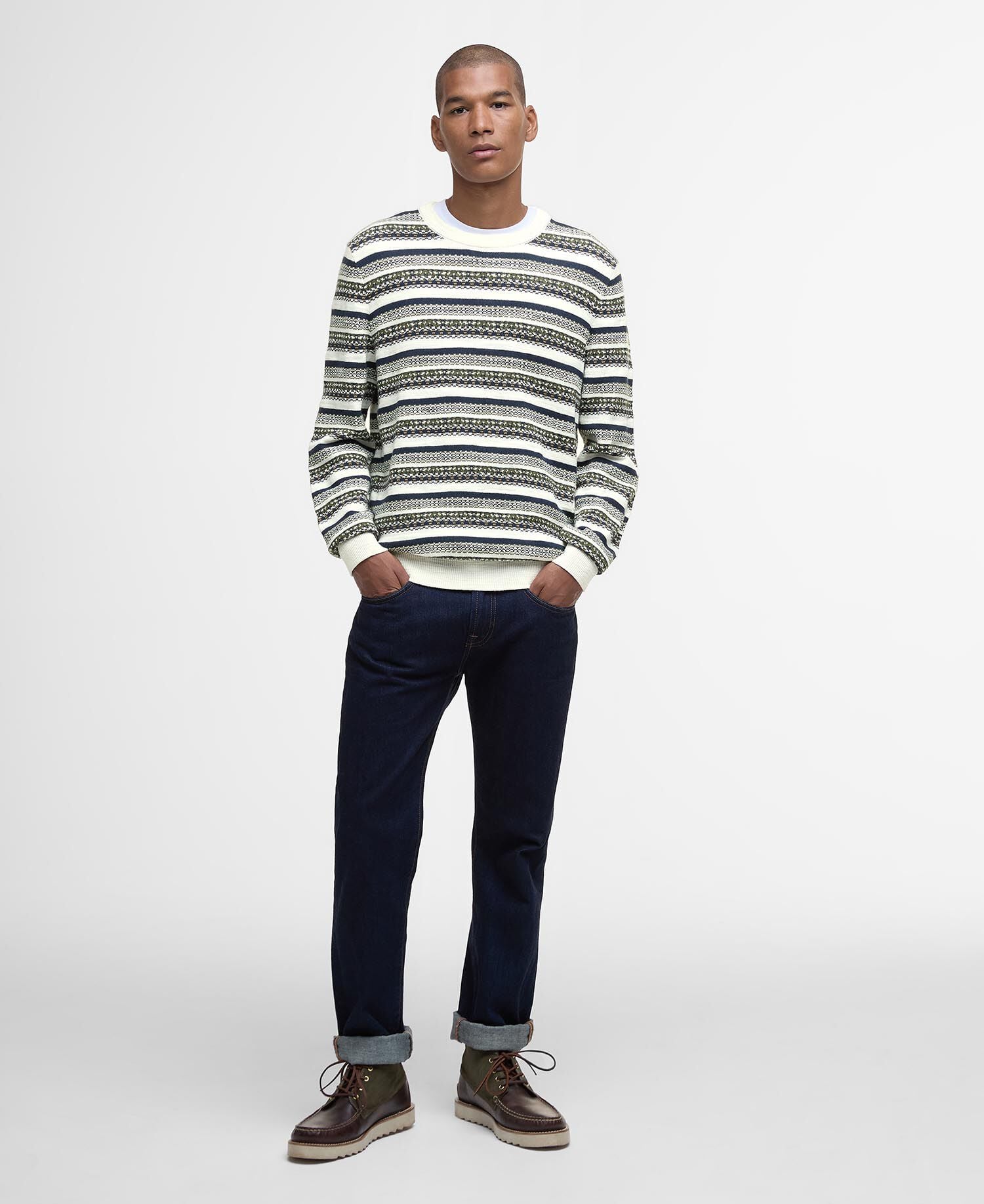 Maglione girocollo Fair Isle Topcliffe Whisper White