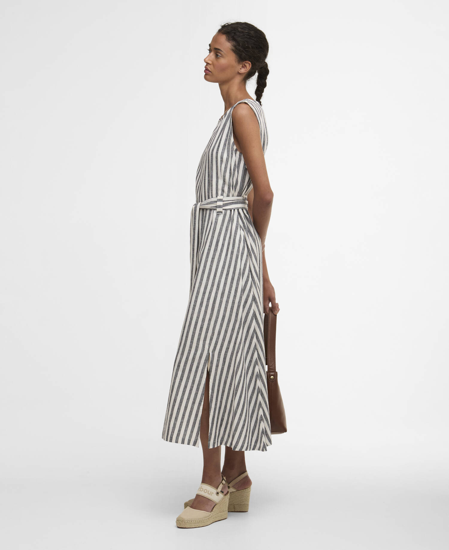 Inez Striped Midi Dress Dark Navy Stripe image number 1