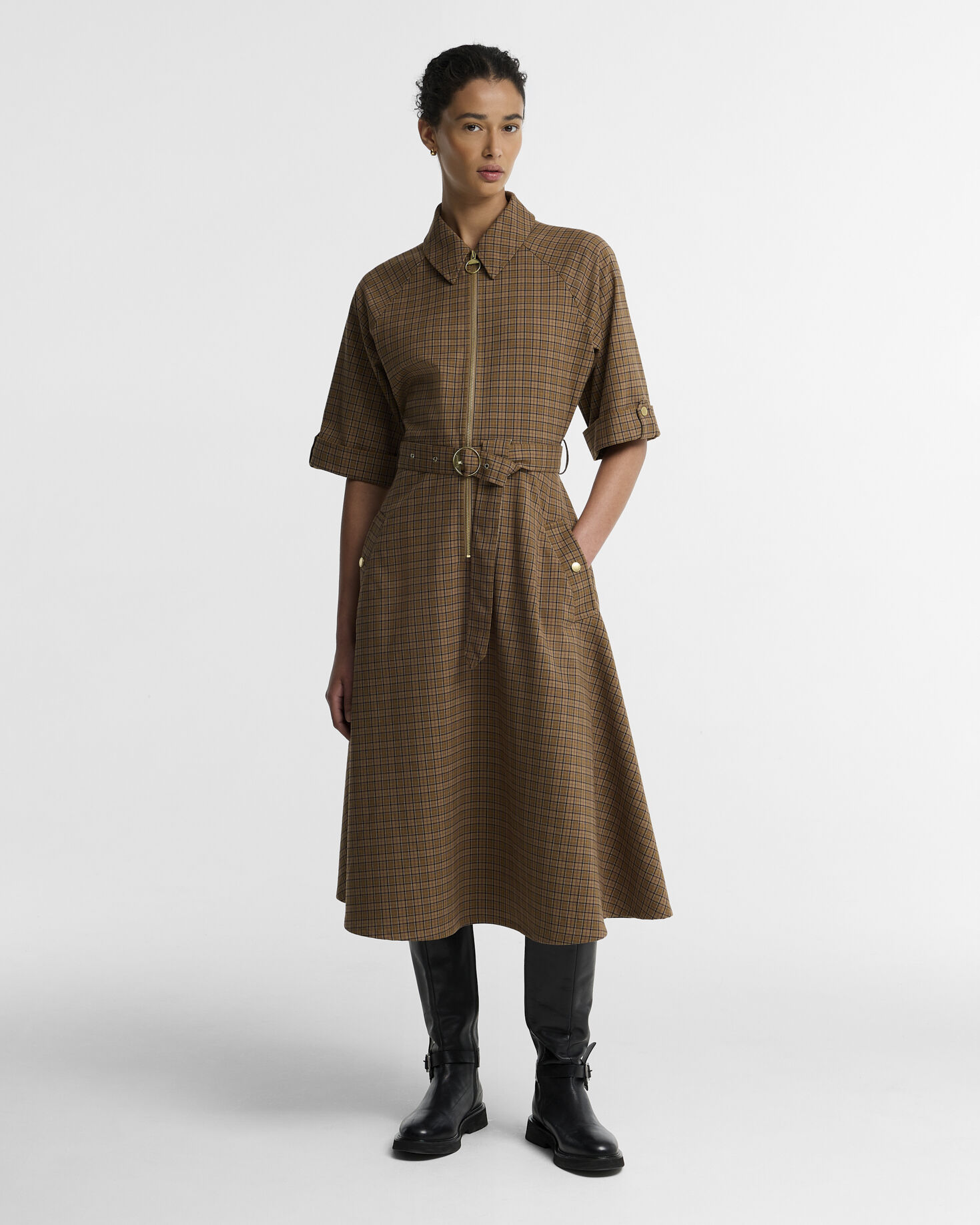 Carville Midi Dress Muted Tartan