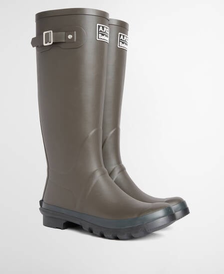 Barbour x A.P.C. Gummistiefel Herren Dark Sage