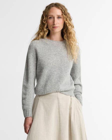Maglione girocollo Scottish Made Dawn in lana Light Grey Marl
