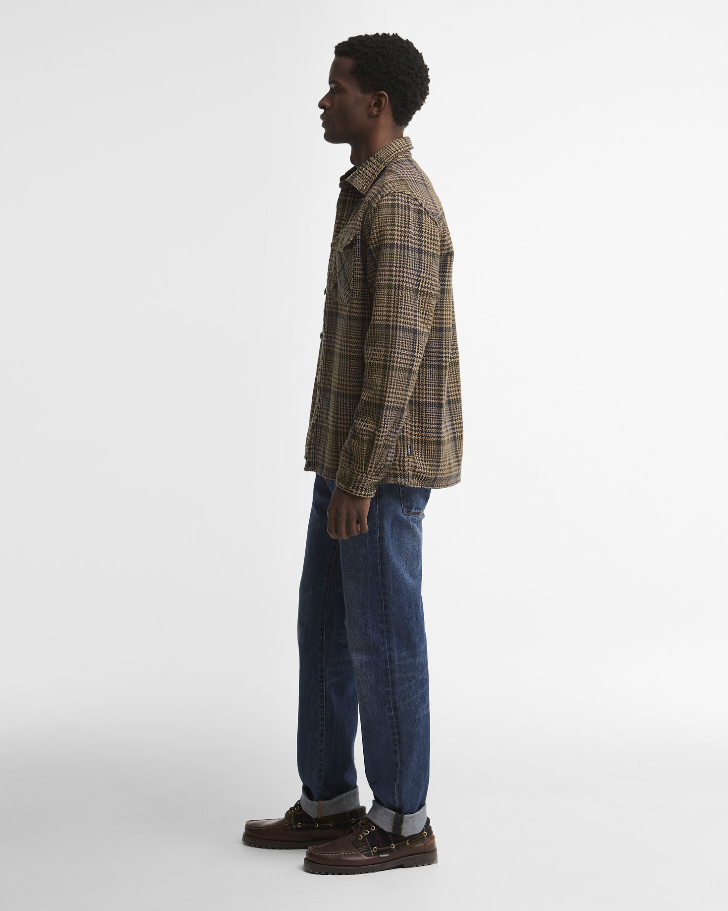 Barbour Hemd Millom Houndstooth Relaxed Fit Olive