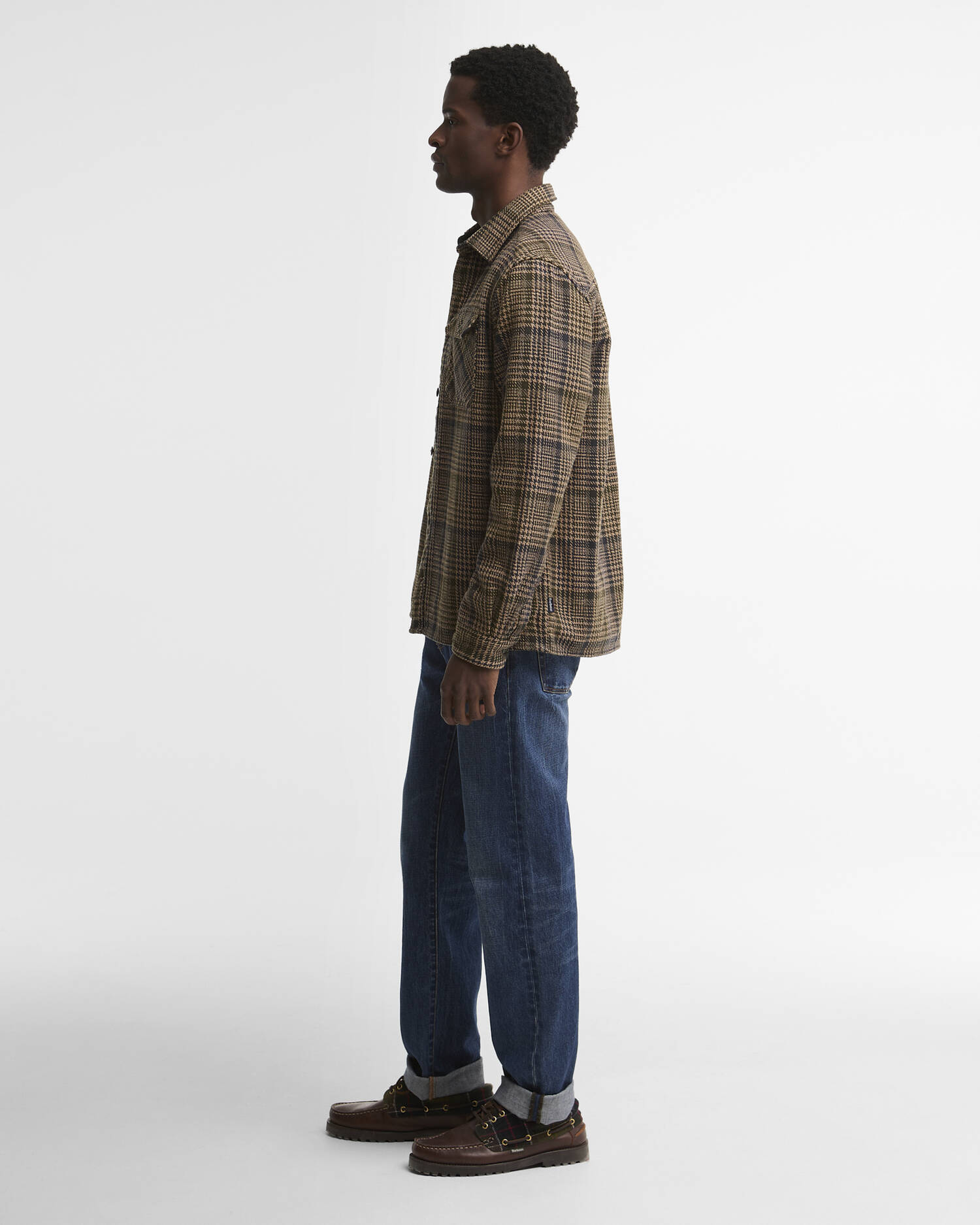Barbour Hemd Millom Houndstooth Relaxed Fit Olive image number 1