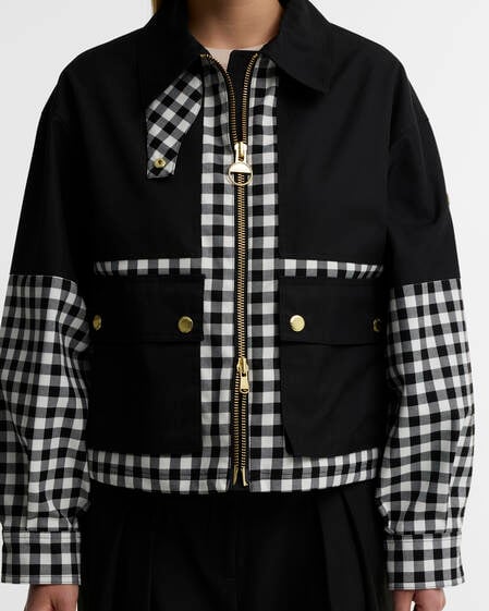 Gabriette Gingham Showerproof Jacket Black/Northumberland Check