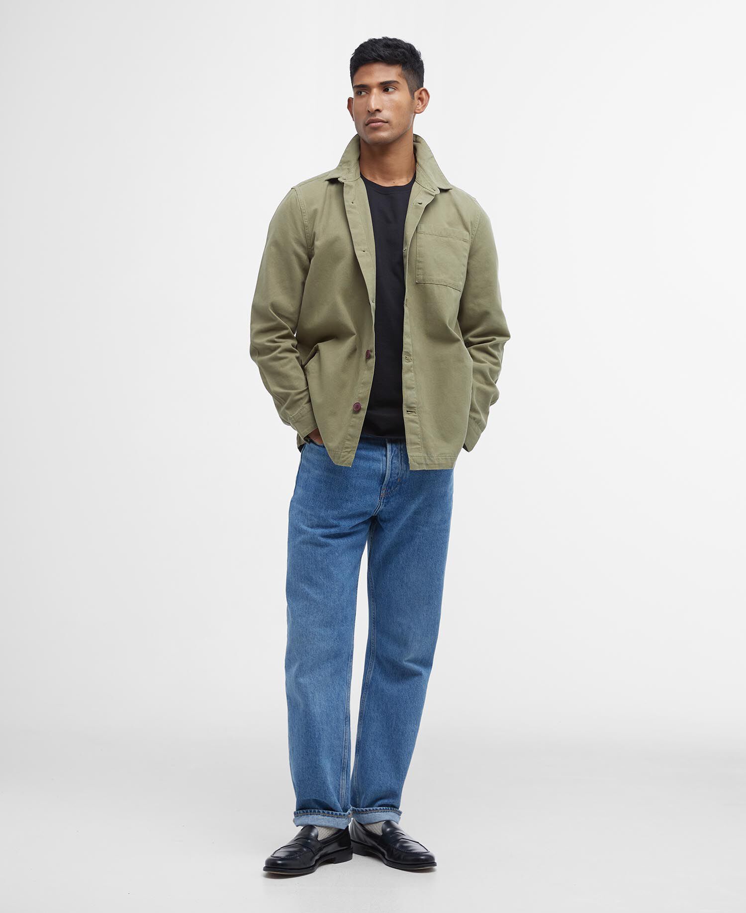 Washed Cotton Overshirt Bleached Olive