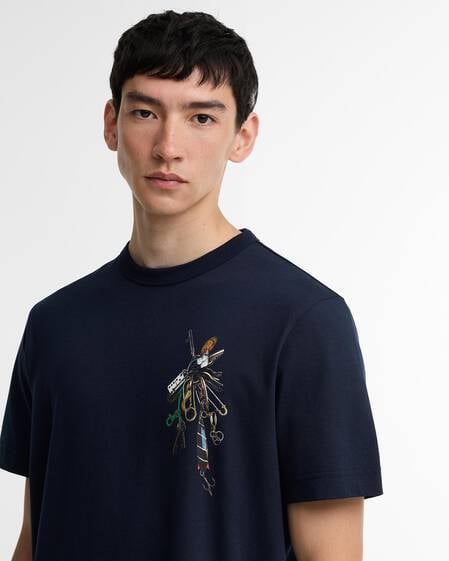 Paul Smith Loves Barbour Key Graphic T-Shirt Navy