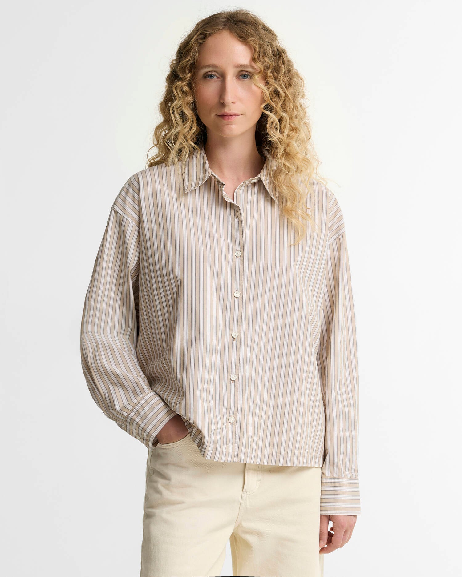 Fawne Striped Relaxed Shirt Warm Trench Stripe image number 0