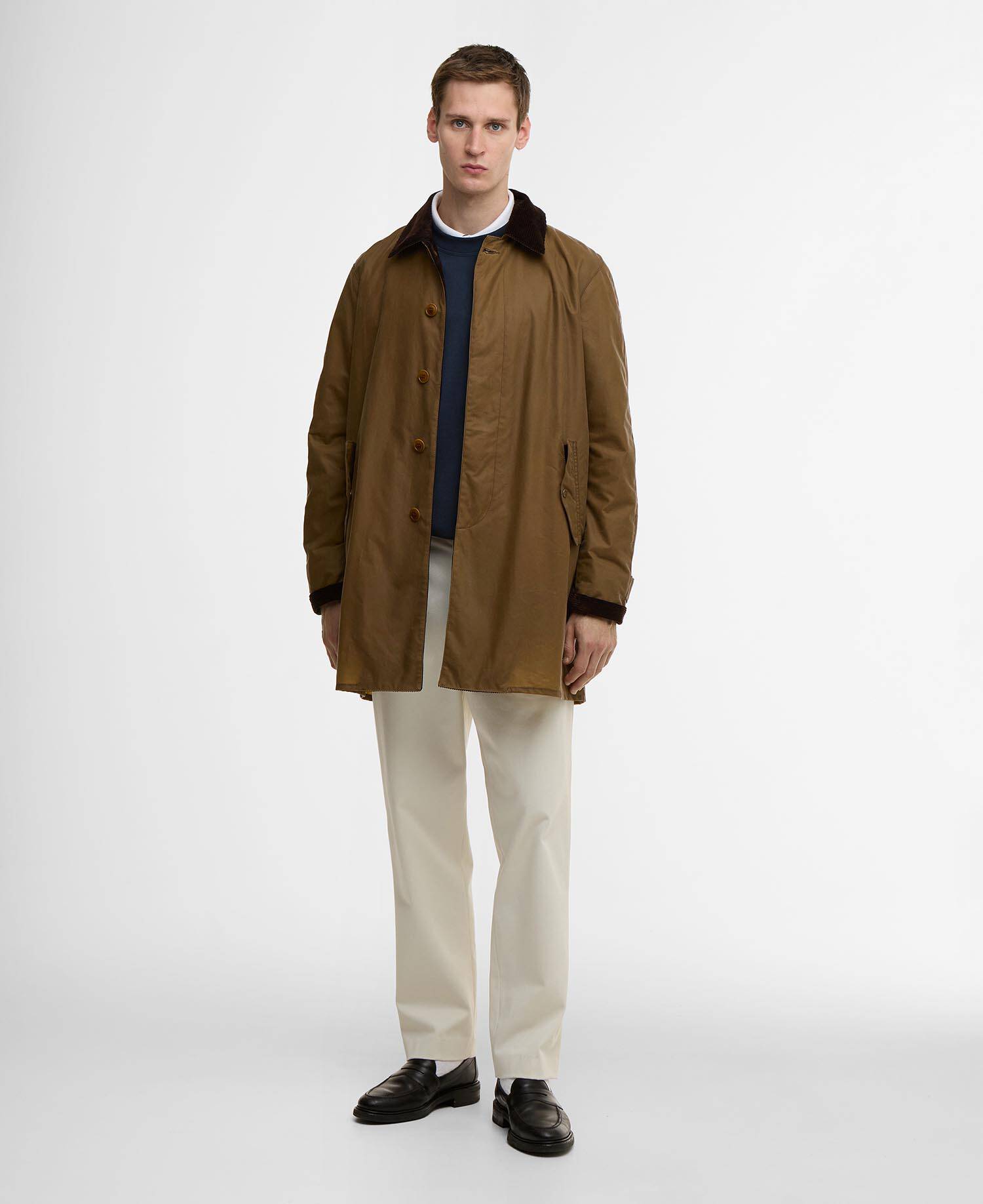 Barbour x Baracuta Tyne Waxed Car Coat Sandstone image number 1