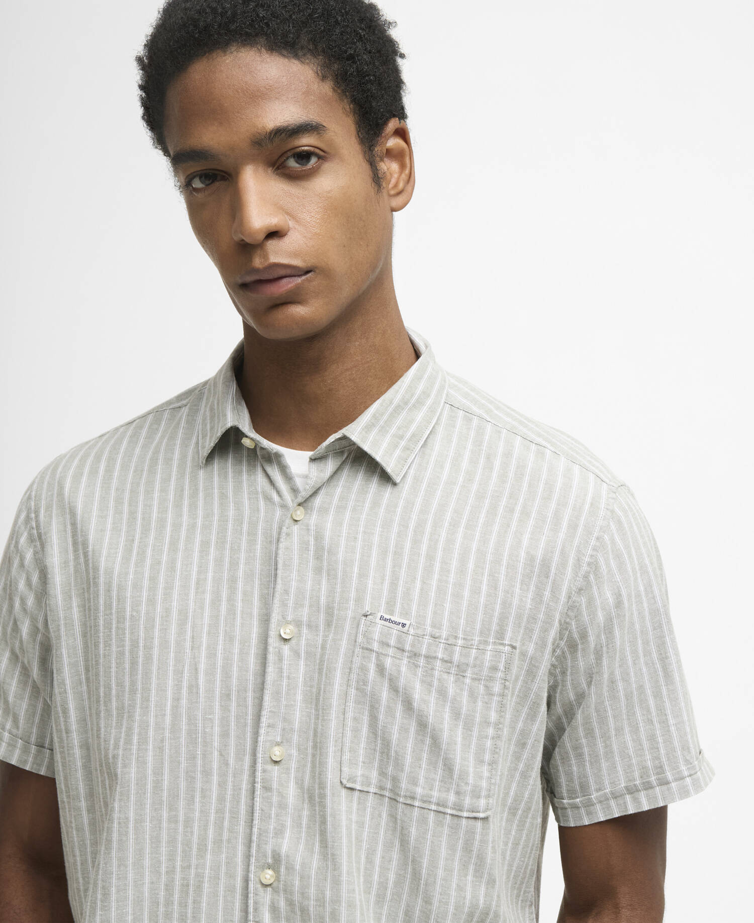 Nelson Striped Short-Sleeved Shirt Bleached Olive image number 3