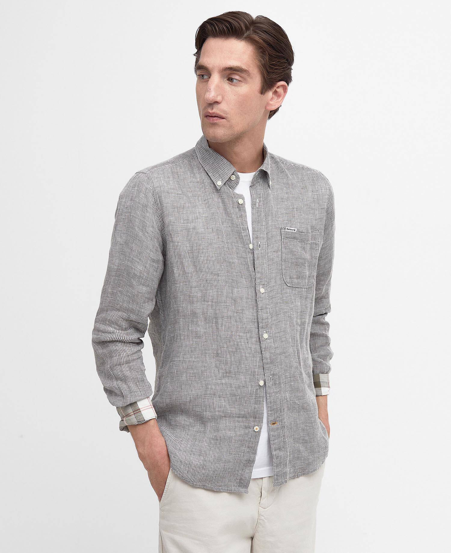 Linton Tailored Long-Sleeved Shirt Olive image number 0