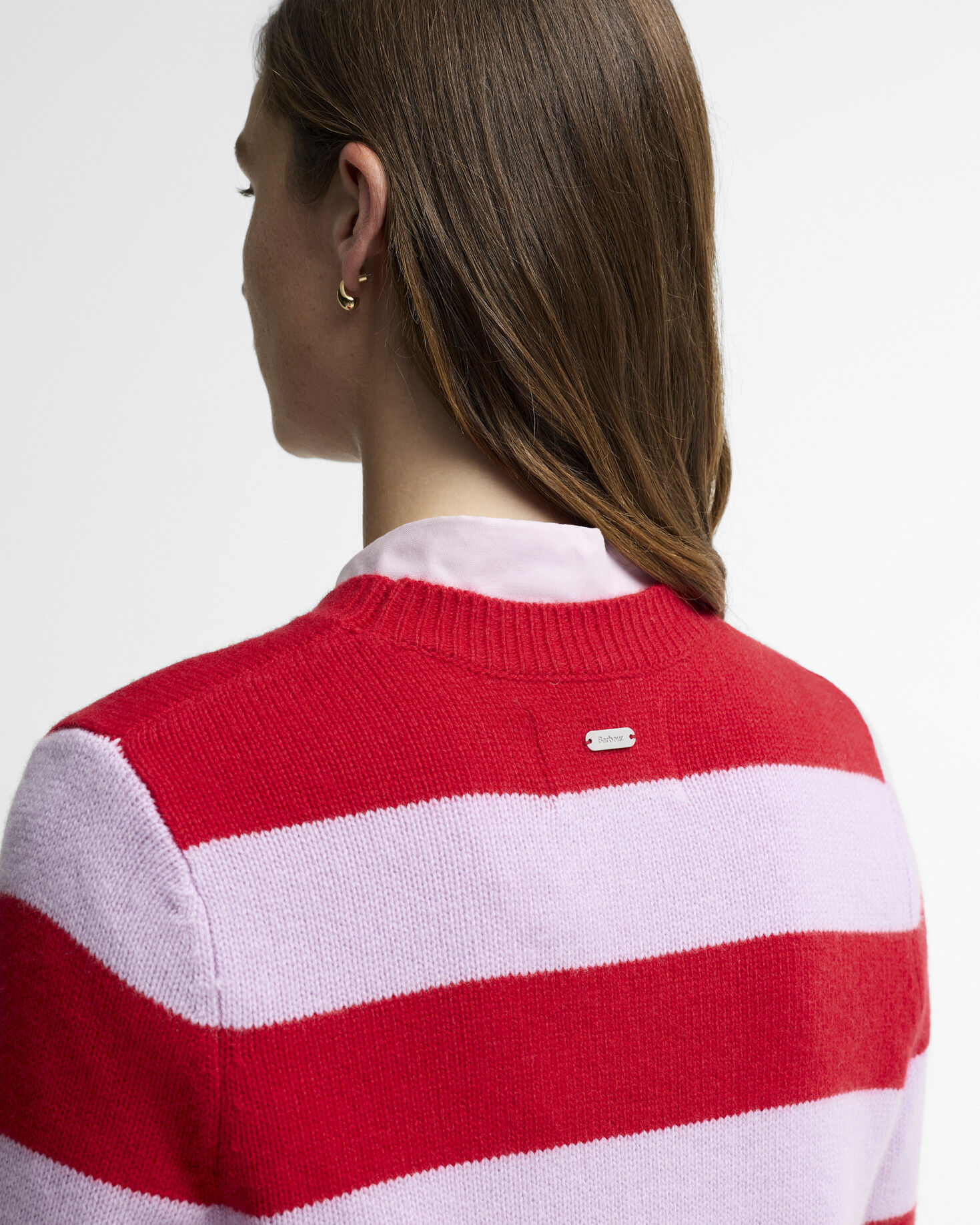 Woodhouse Striped Cashmere-Blend Crew Neck Jumper Crimson Multi