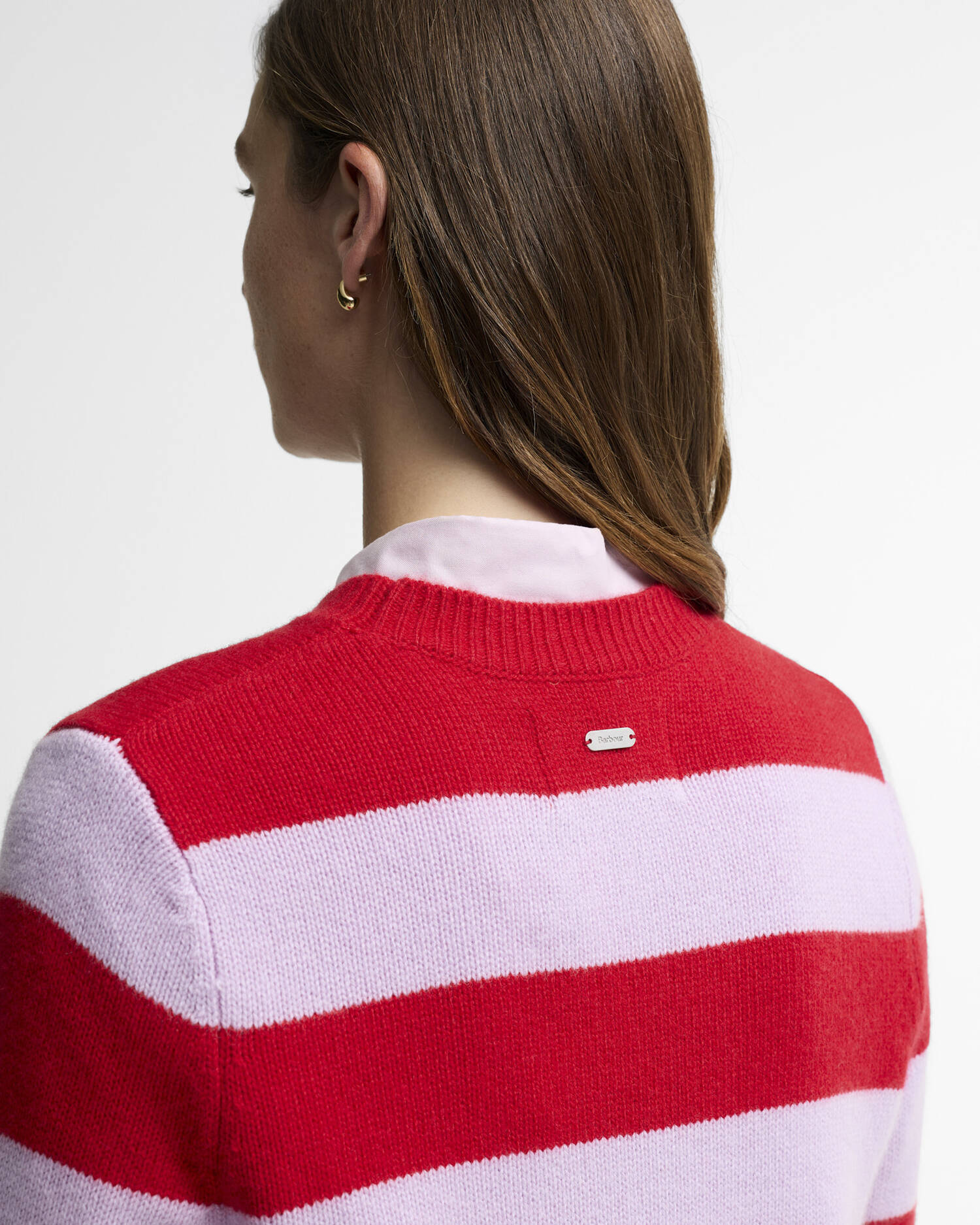 Woodhouse Striped Cashmere-Blend Crew Neck Jumper Crimson Multi image number 4
