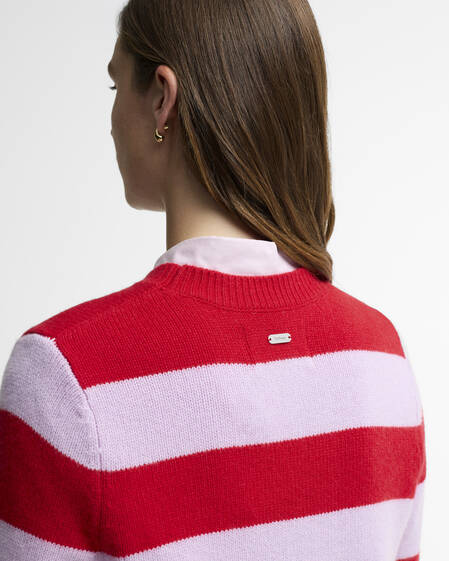 Maglione girocollo Woodhouse in misto cashmere a righe Crimson Multi