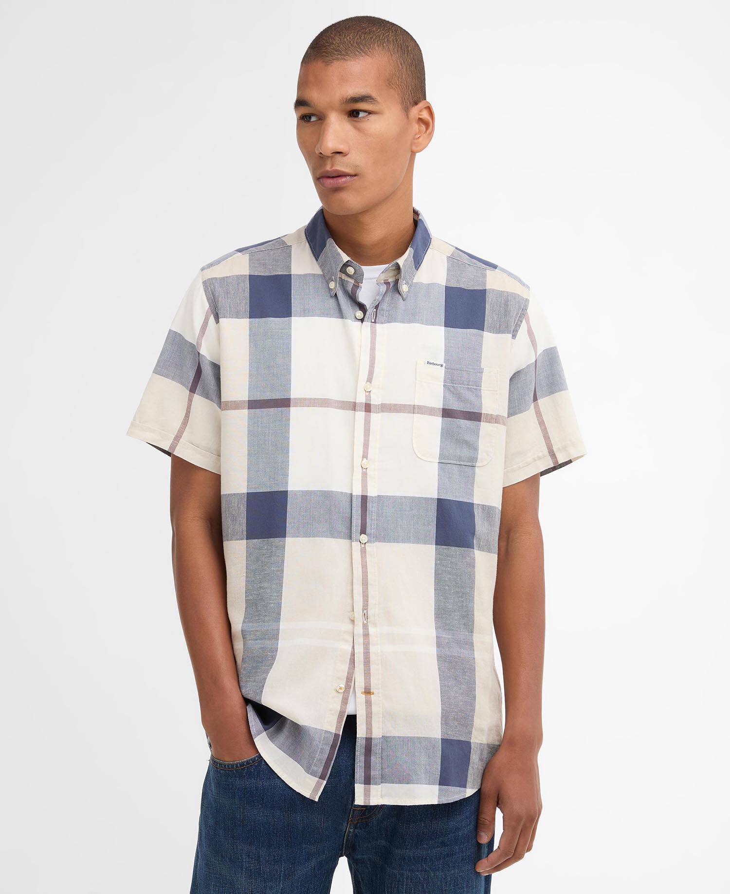 Douglas Tailored Short-Sleeved Shirt Oban Mist Tartan image number 0