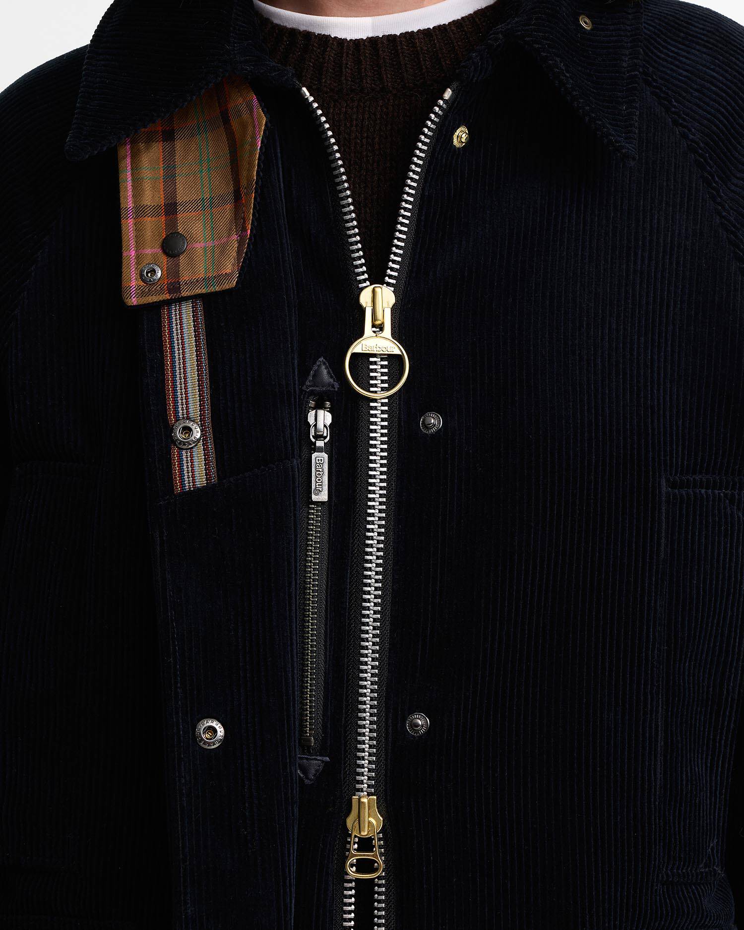 Paul Smith Loves Barbour Women's Cord Beaufort Casual Jacket Dk Navy/Classic/Muted image number 4