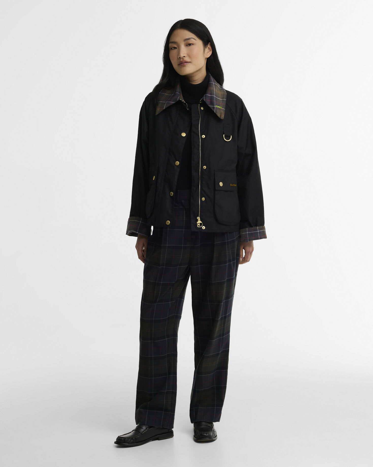 Icons Tartan Collar Spey Waxed Jacket Black/Classic