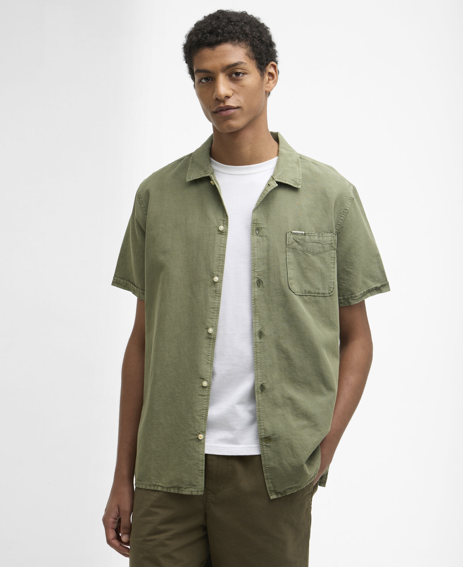 Kurzarmhemd Landkey Overdyed Regular Olive