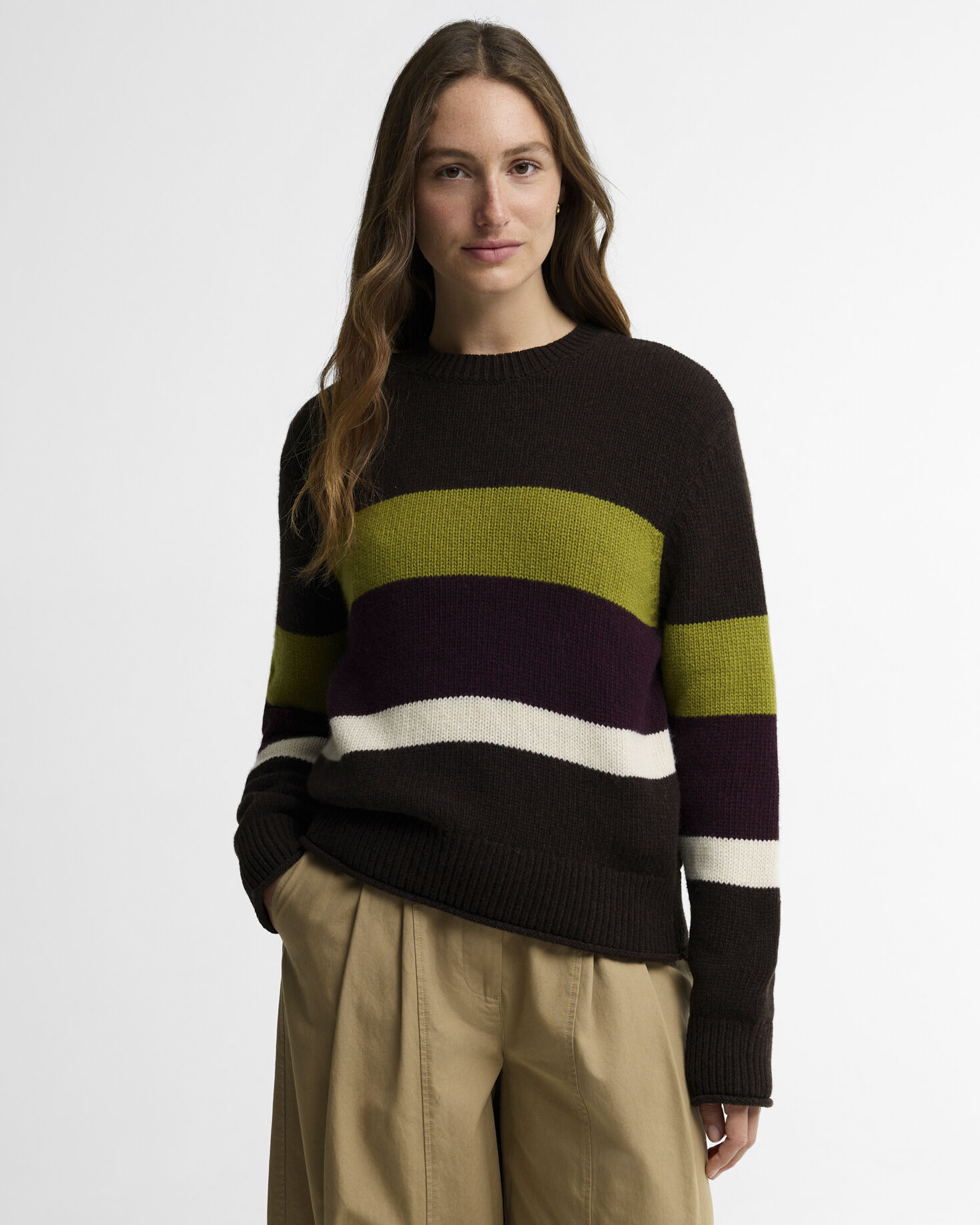 Wrenwood Striped Wool Crewn Neck Jumper Rustic Multi