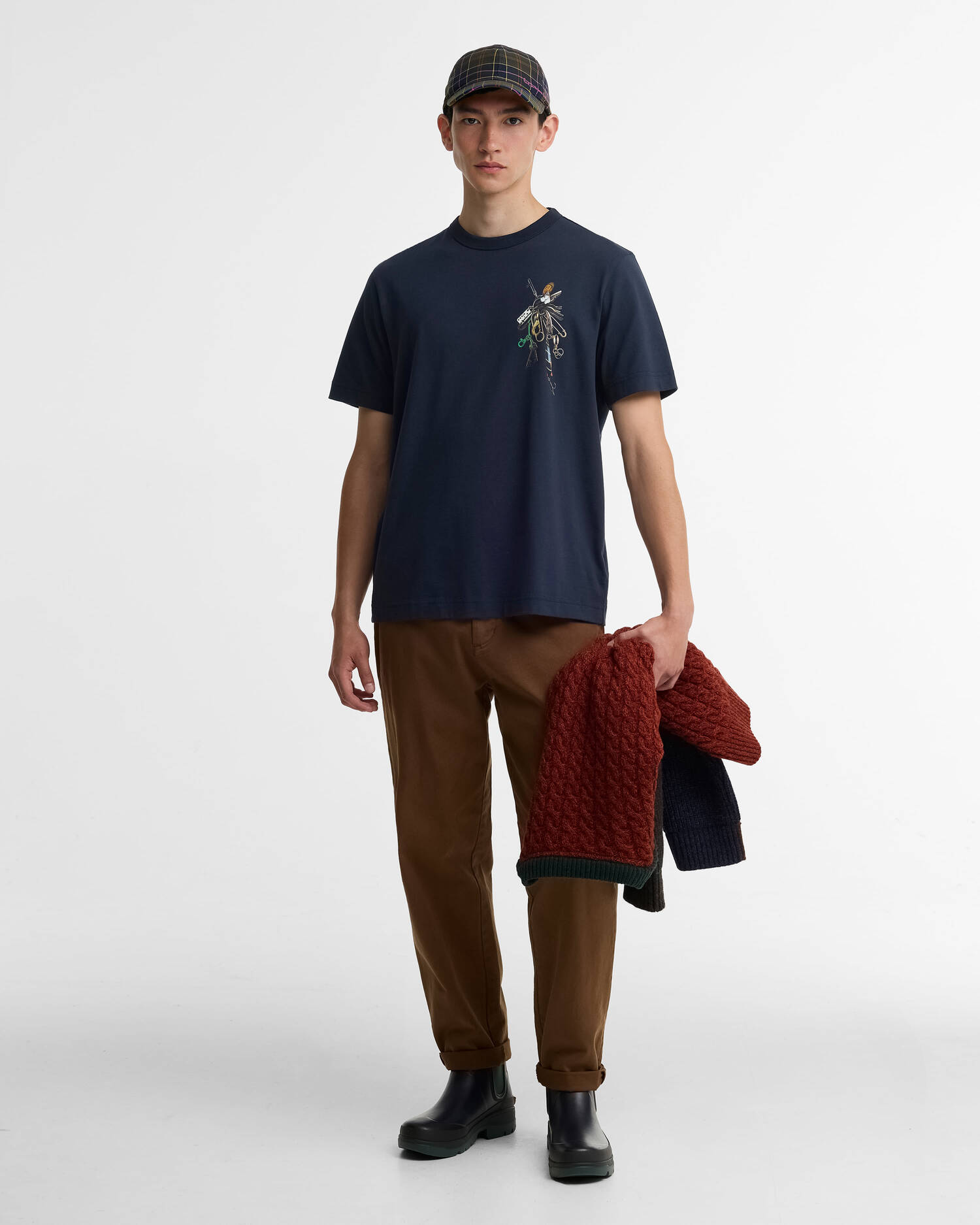 Paul Smith Loves Barbour Key Graphic T-Shirt Navy image number 1