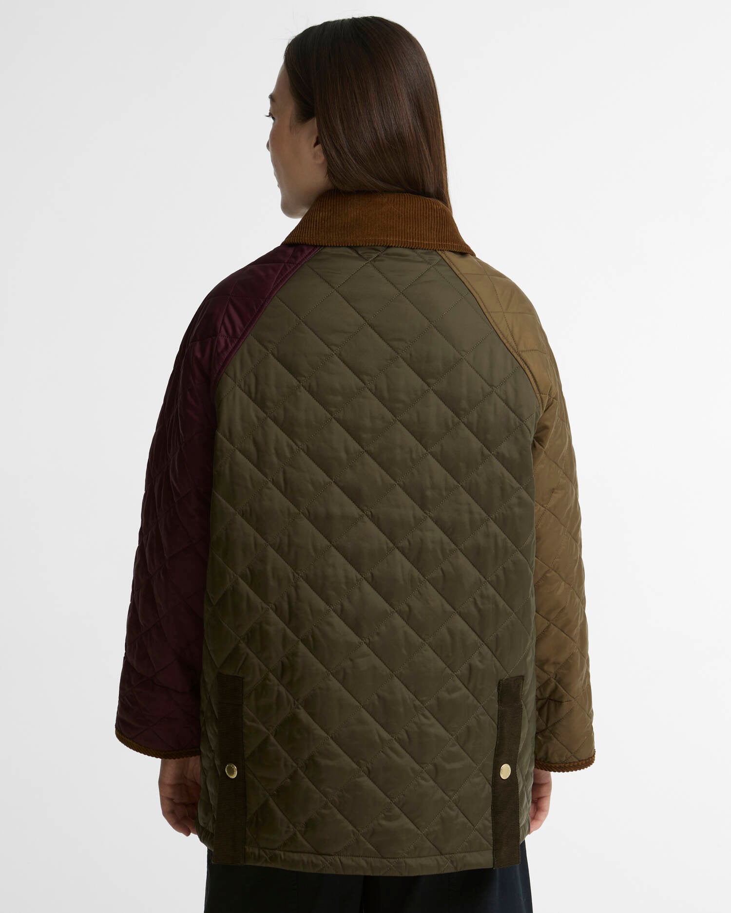 Patchwork Bedale Quilted Jacket Olive/Beech/Dk Olive/Merlot/Classic image number 2