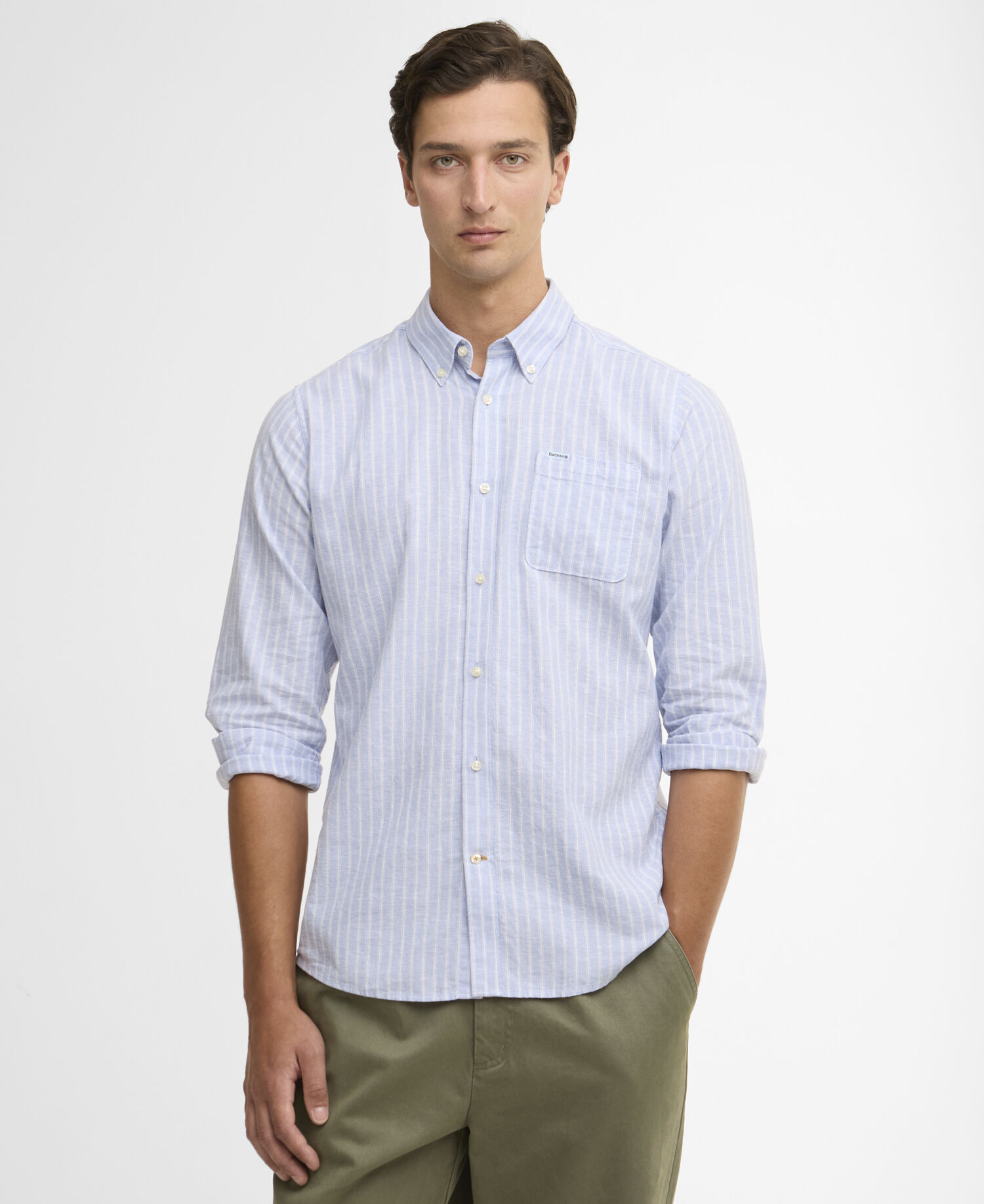 Nelson Striped Long-Sleeved Tailored Shirt Blue