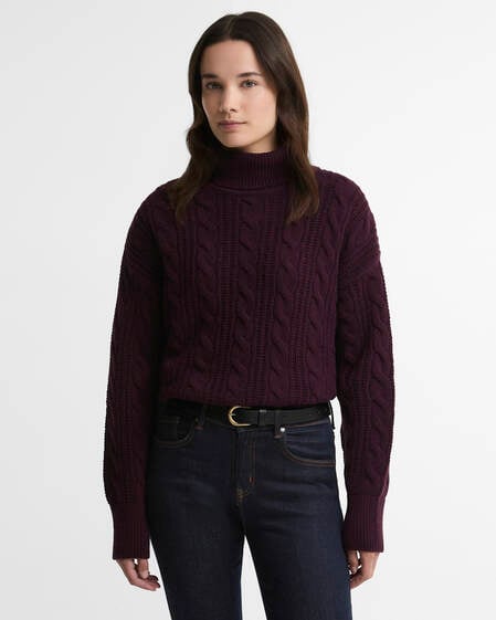 Agatha Wool Cable Knit Rollneck Jumper Fig
