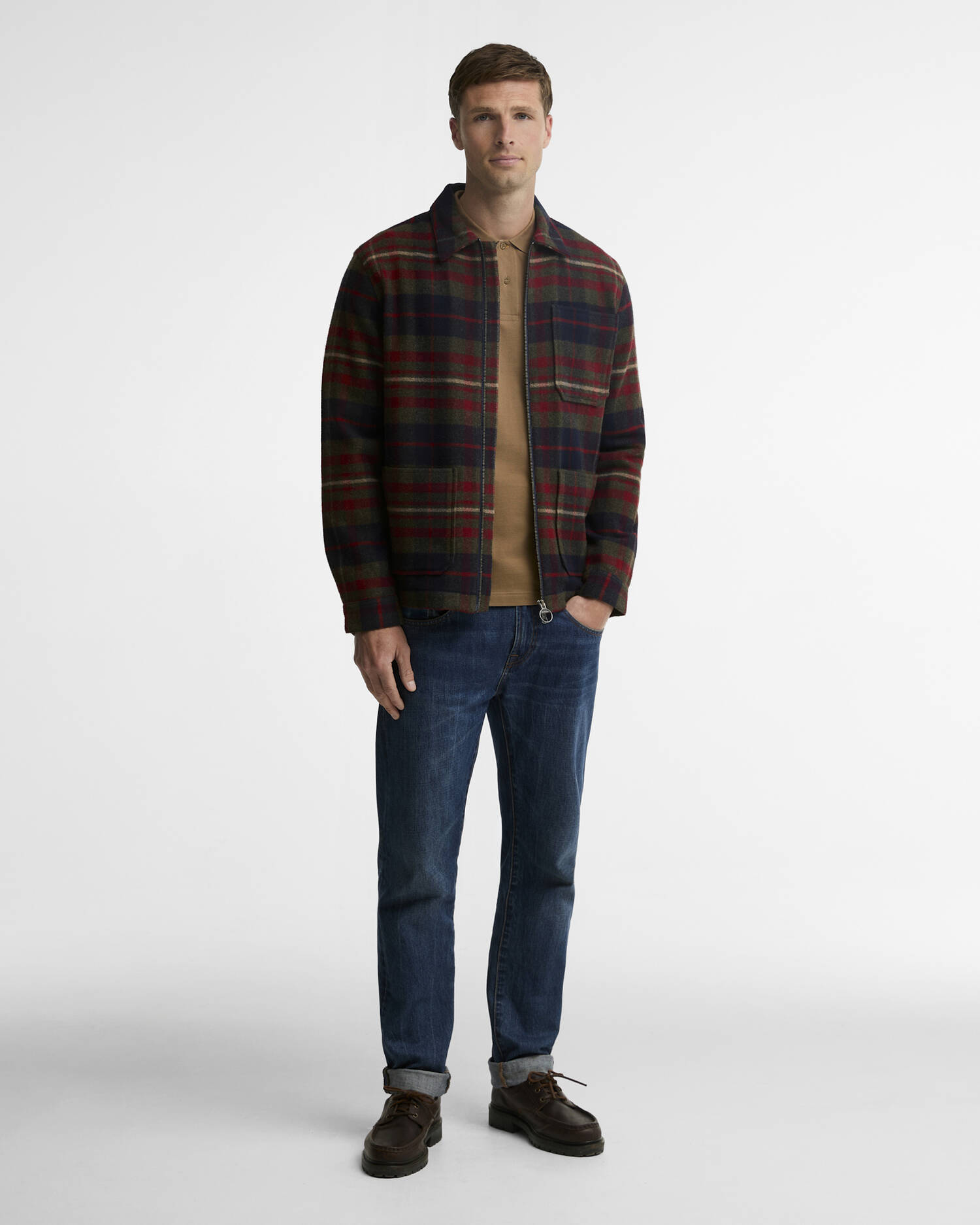 Southview Checked Overshirt Olive image number 1