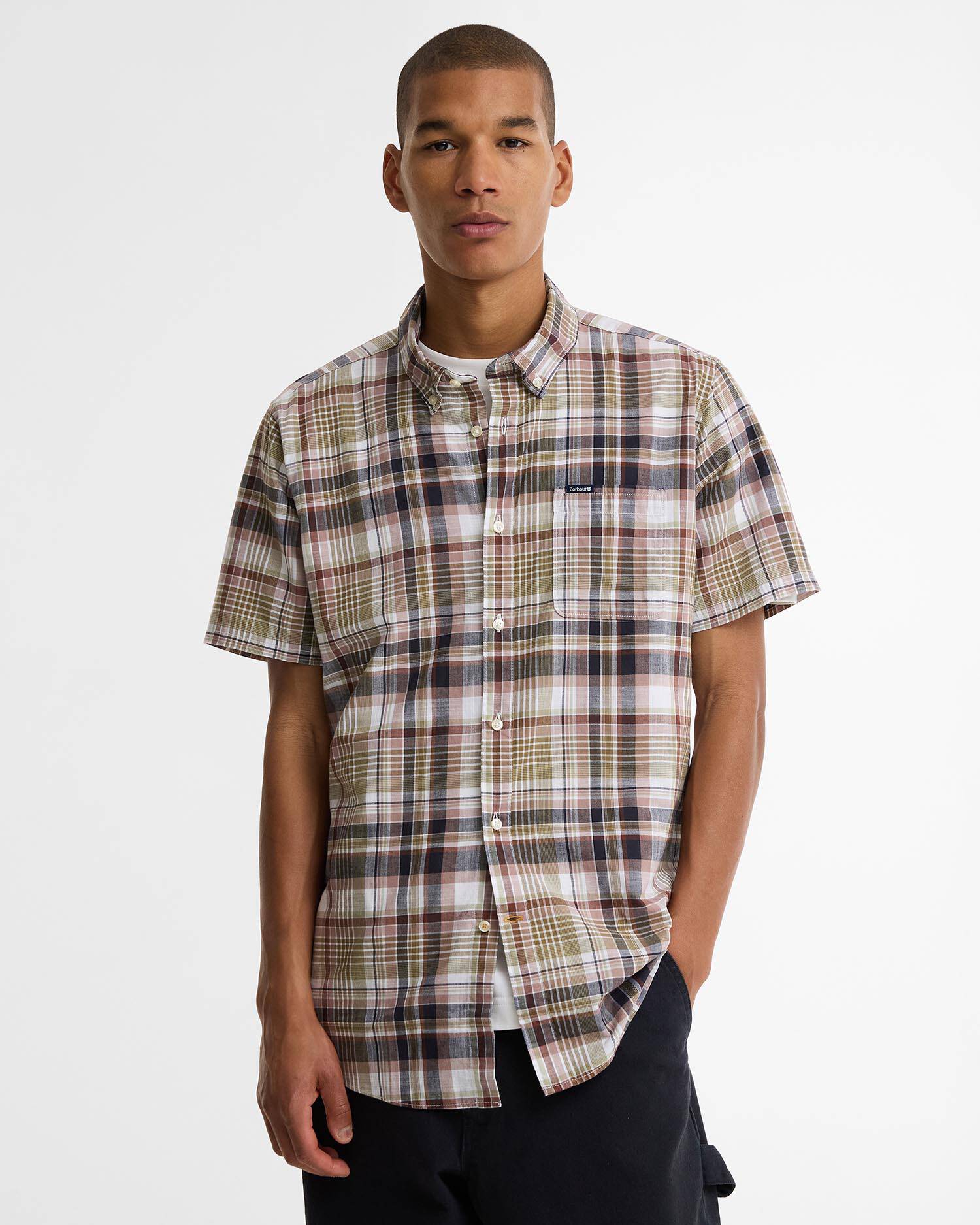 Baycliff Checked Tailored Short-Sleeved Shirt Burnt Pepper image number 0