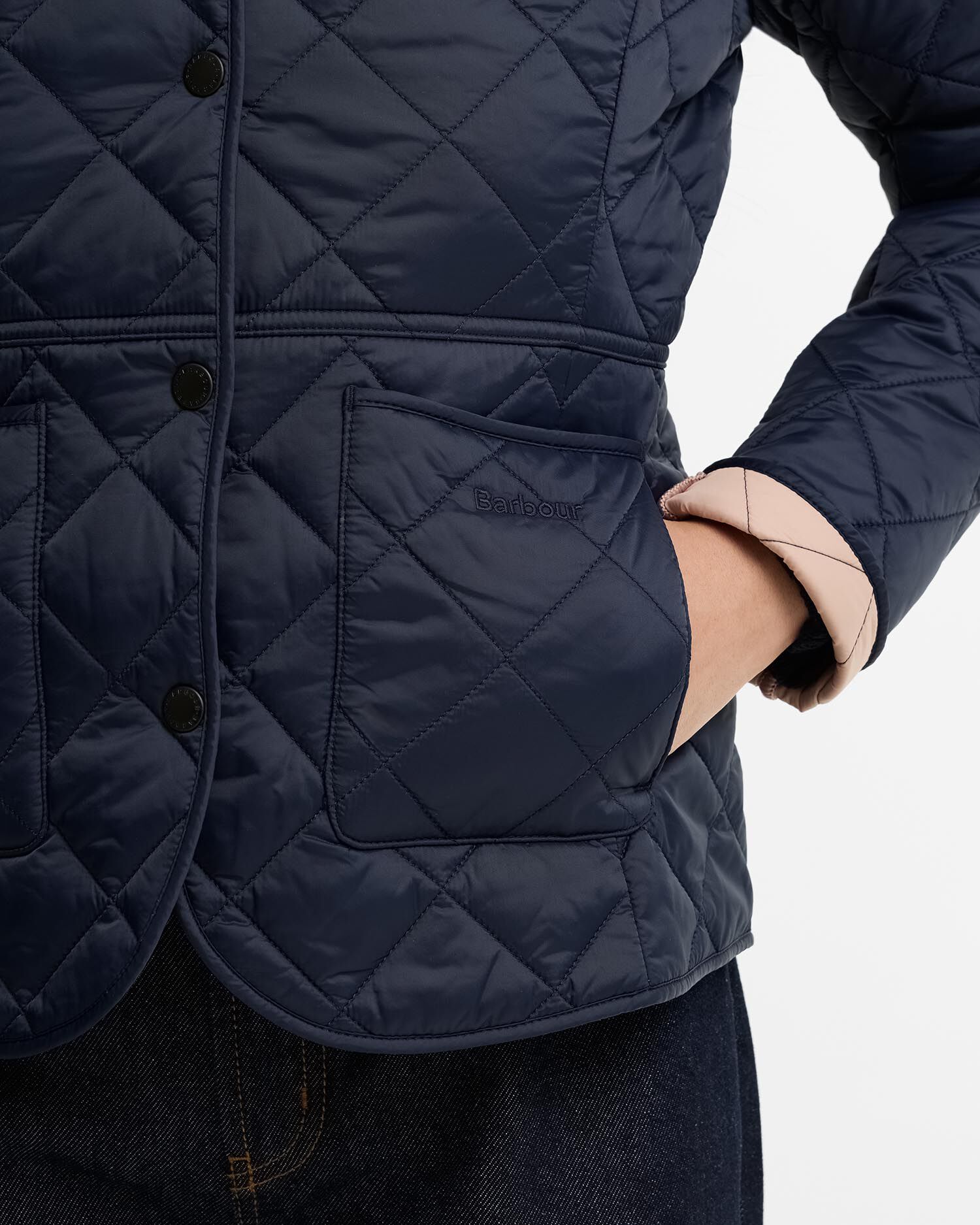 Deveron Quilted Jacket Navy-Pale Pink