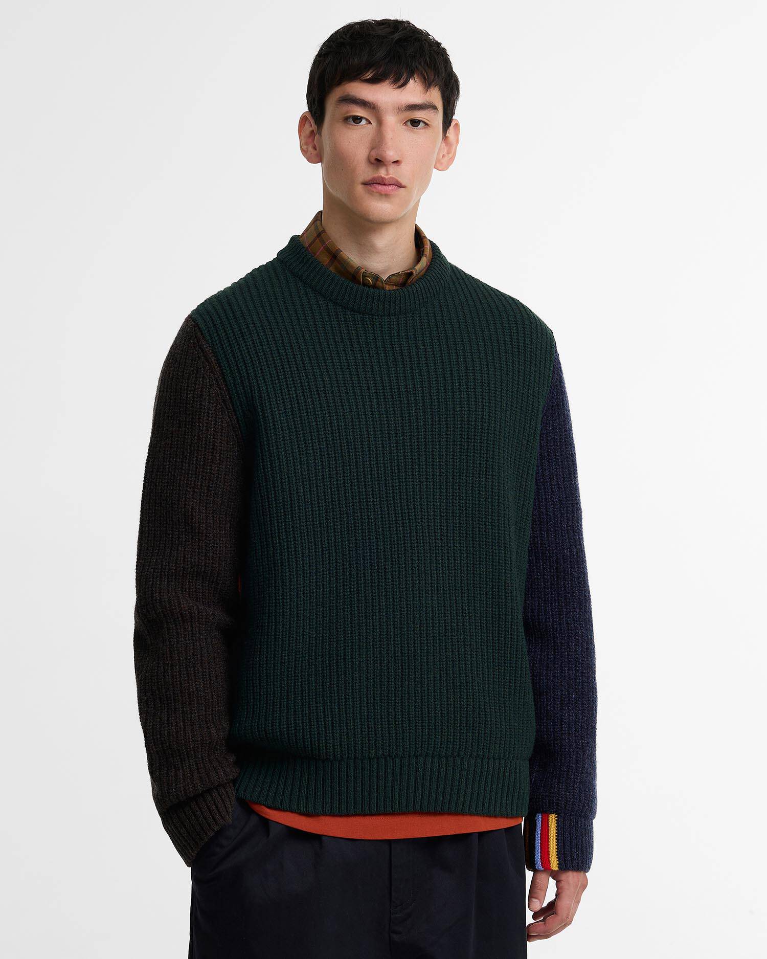 Paul Smith Loves Barbour Tyne Cable Knit Jumper Bottle Green image number 0