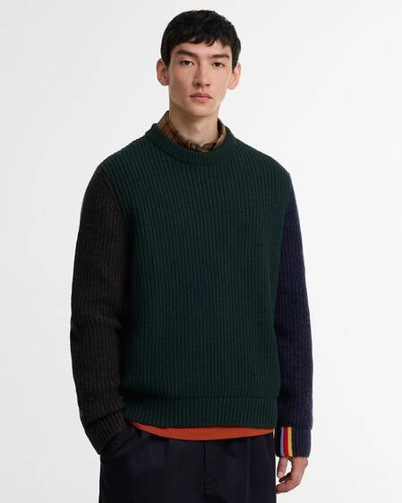 Paul Smith Loves Barbour Tyne Cable Knit Jumper Bottle Green