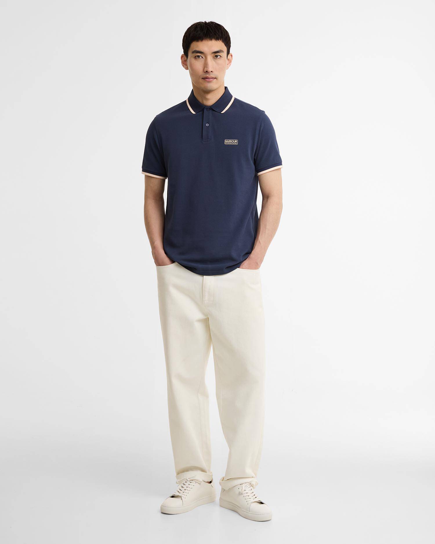 Evan Short-Sleeved Polo Shirt Oxford Navy image number 1
