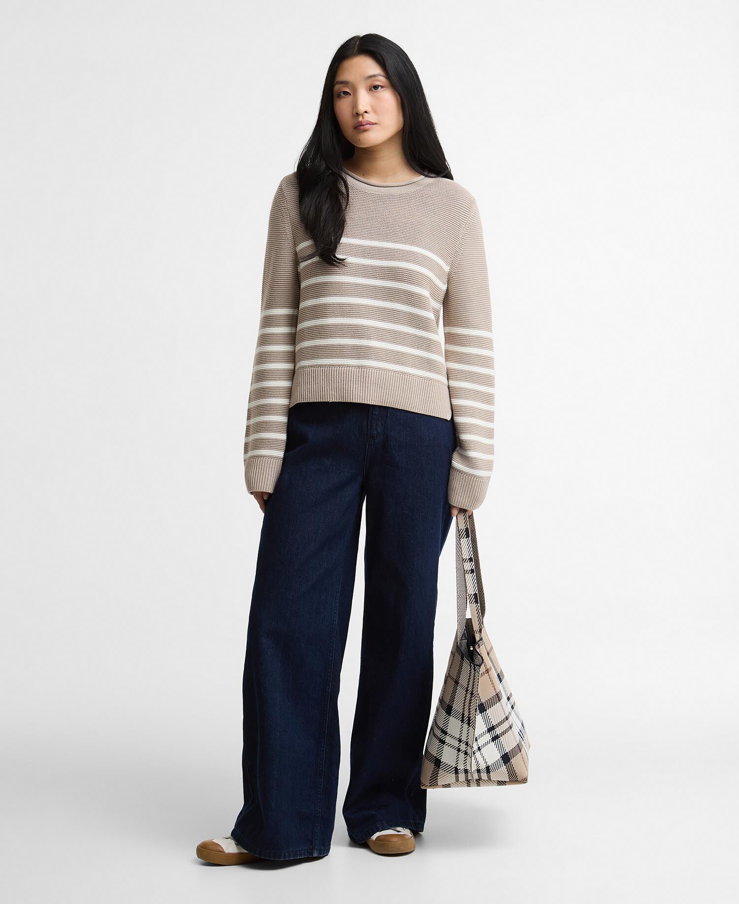 Hinton Striped Crew Neck Jumper Light Sand Stripe