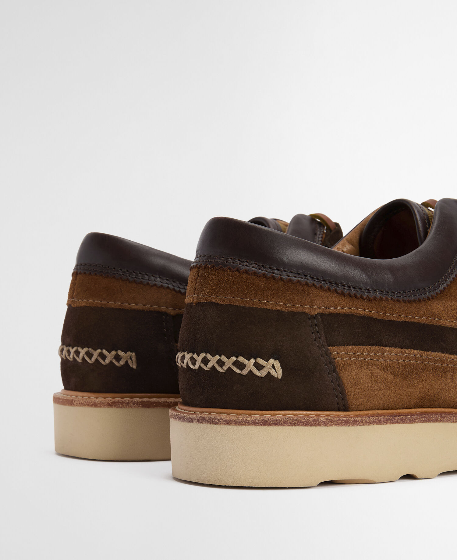 Grindon Moccasin Shoes Dark Brown/Tan/Light Beige Suede