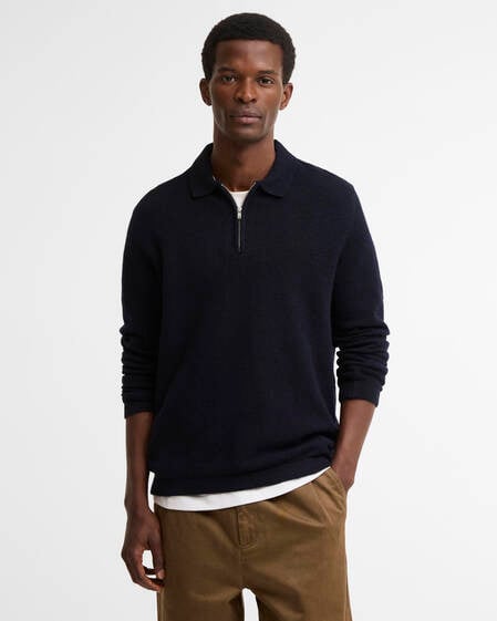 Bearsted Knitted Polo Shirt Dark Navy