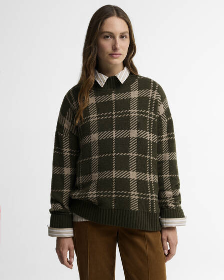 Barbour Wollpullover Delilah Tartan Olive Multi