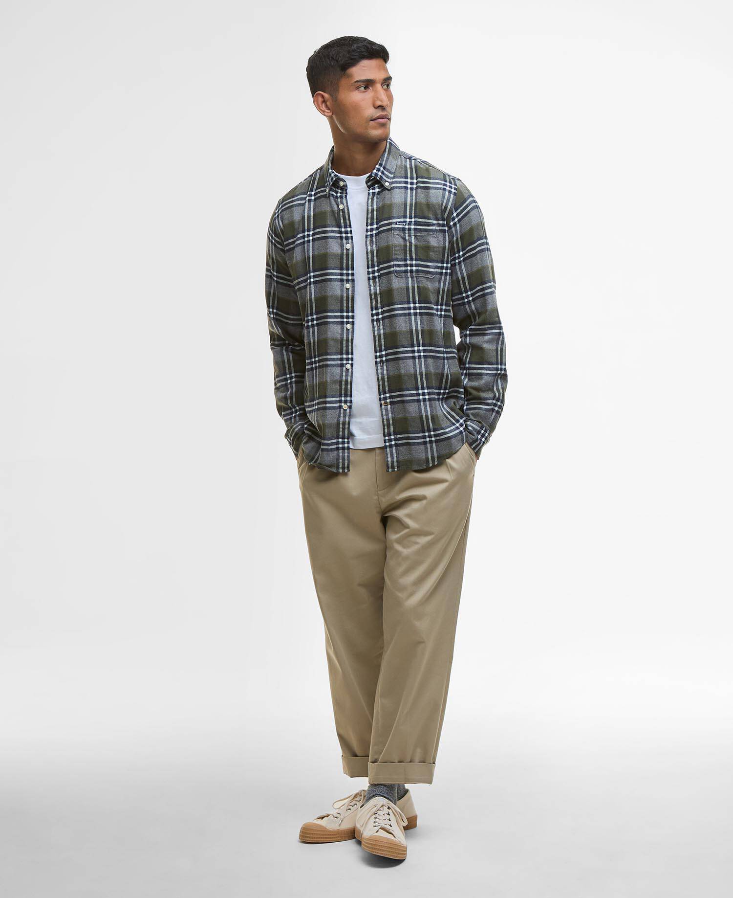 Camicia Fallbay a maniche lunghe dalla vestibilit&agrave; leggermente aderente Mid Grey Marl image number 1