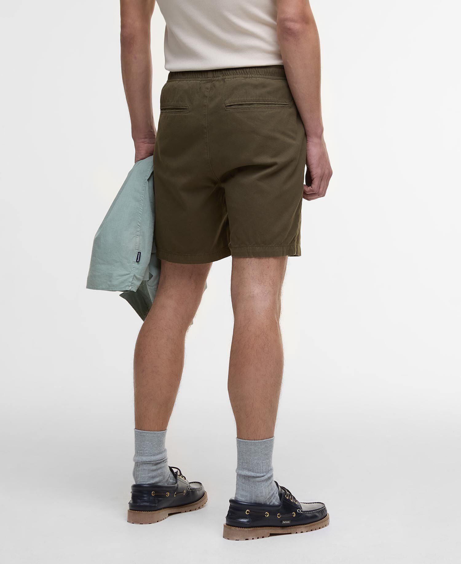 Washed Oxford Relaxed Shorts Uniform Green