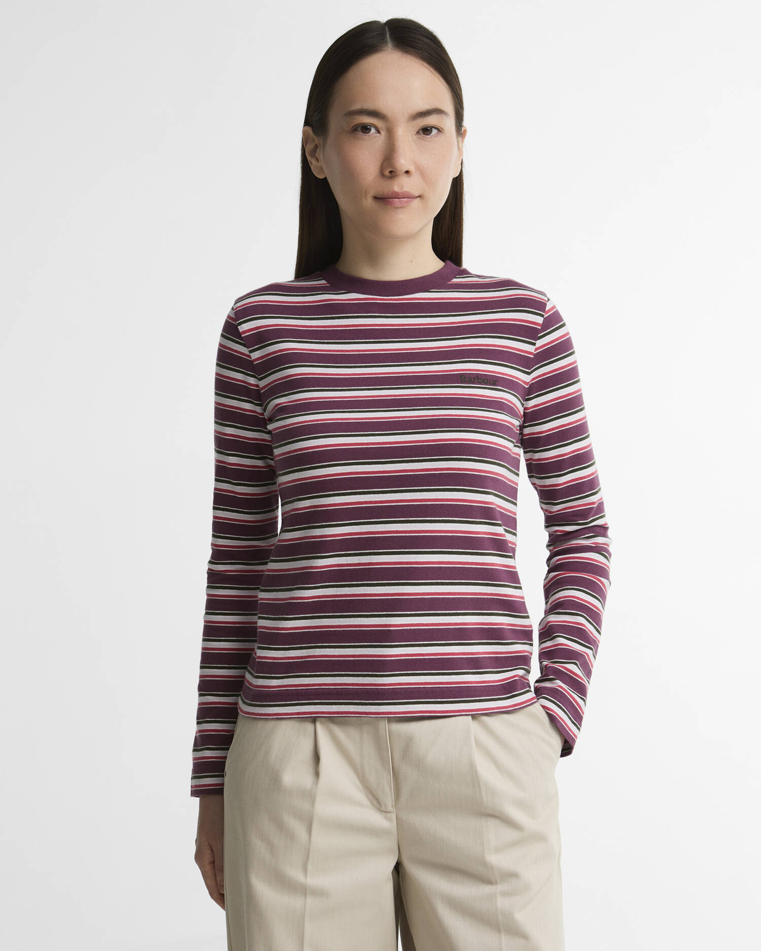 Marena Striped Long-Sleeved T-Shirt Wine Multi image number 0